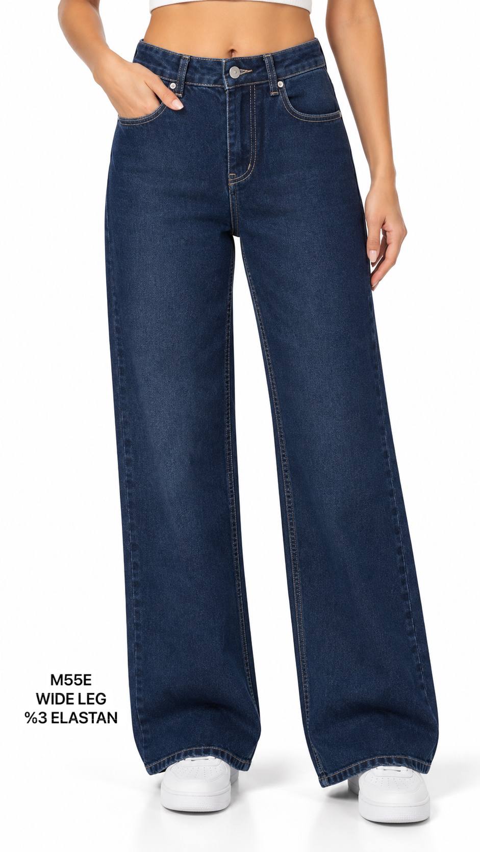 ELASTAN WIDELEG DENİM PANTOLON görsel 7